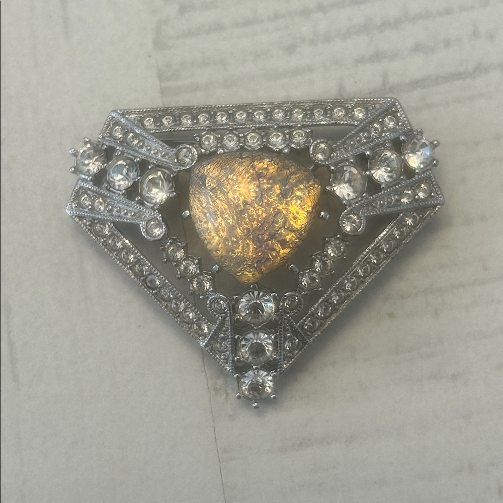 Art Deco Rhinestone SI Brooch - Picture 2 of 6